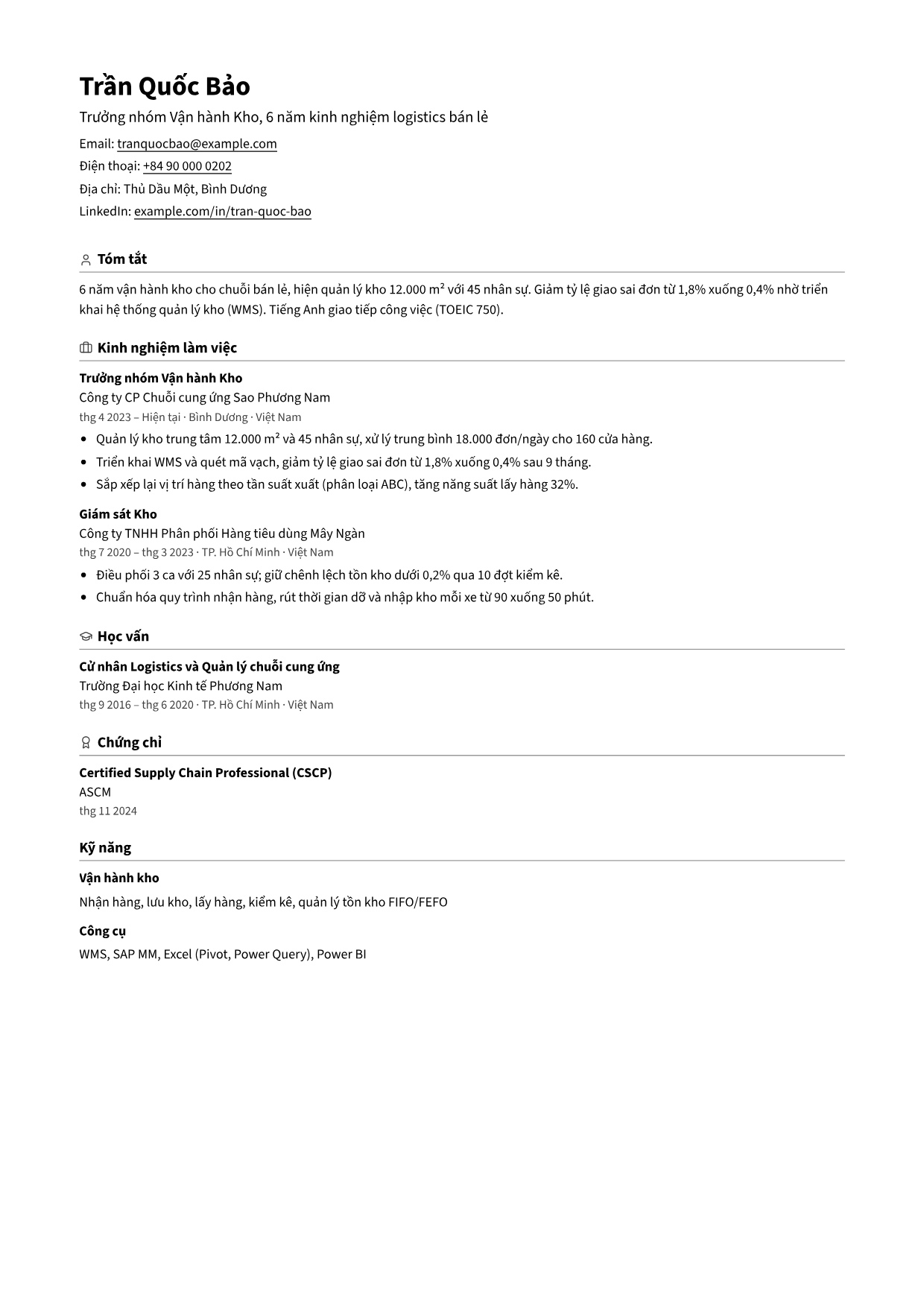 Trang 1 của CV mẫu ATS Plain