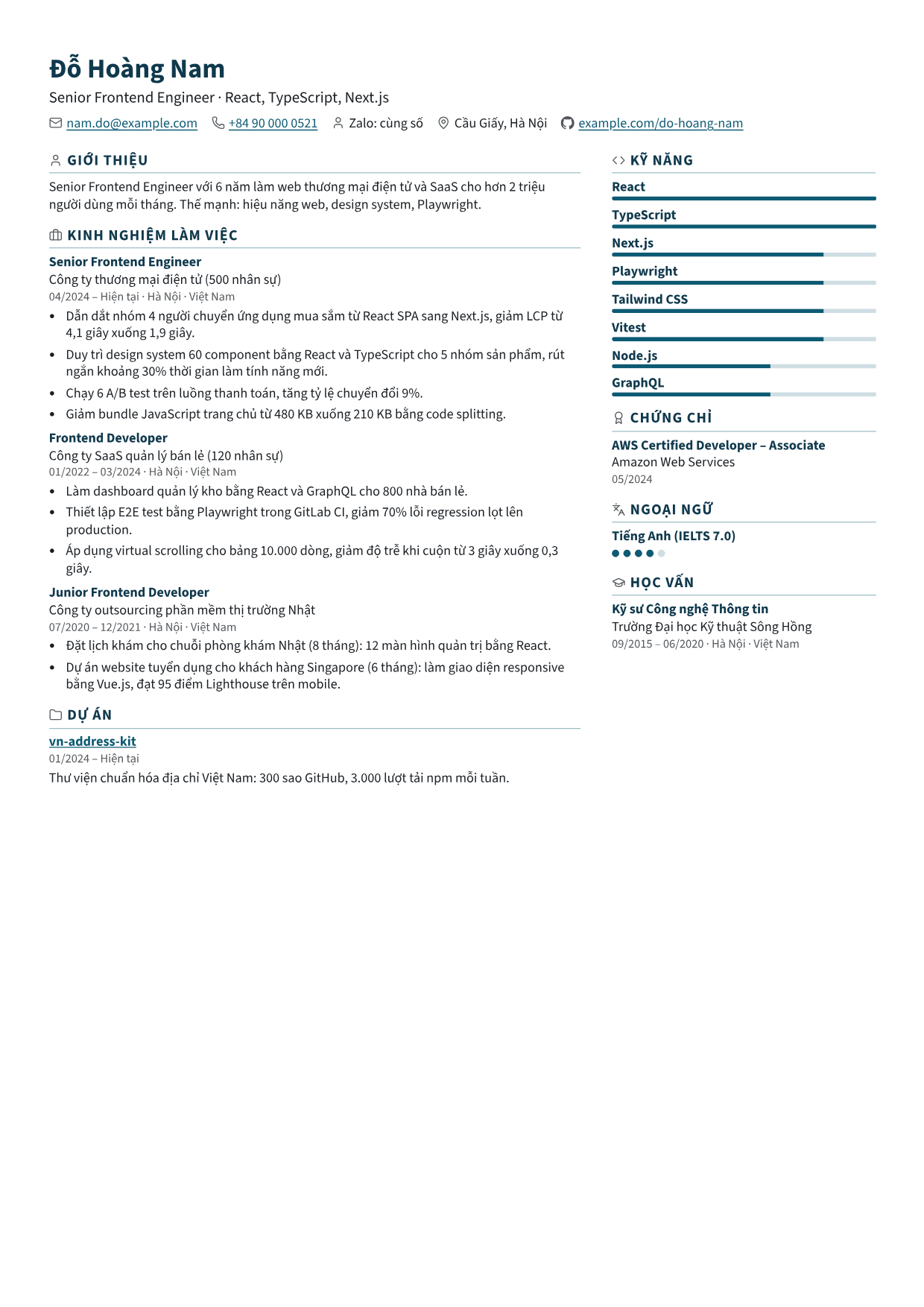 Trang 1 của CV mẫu Engineer Compact