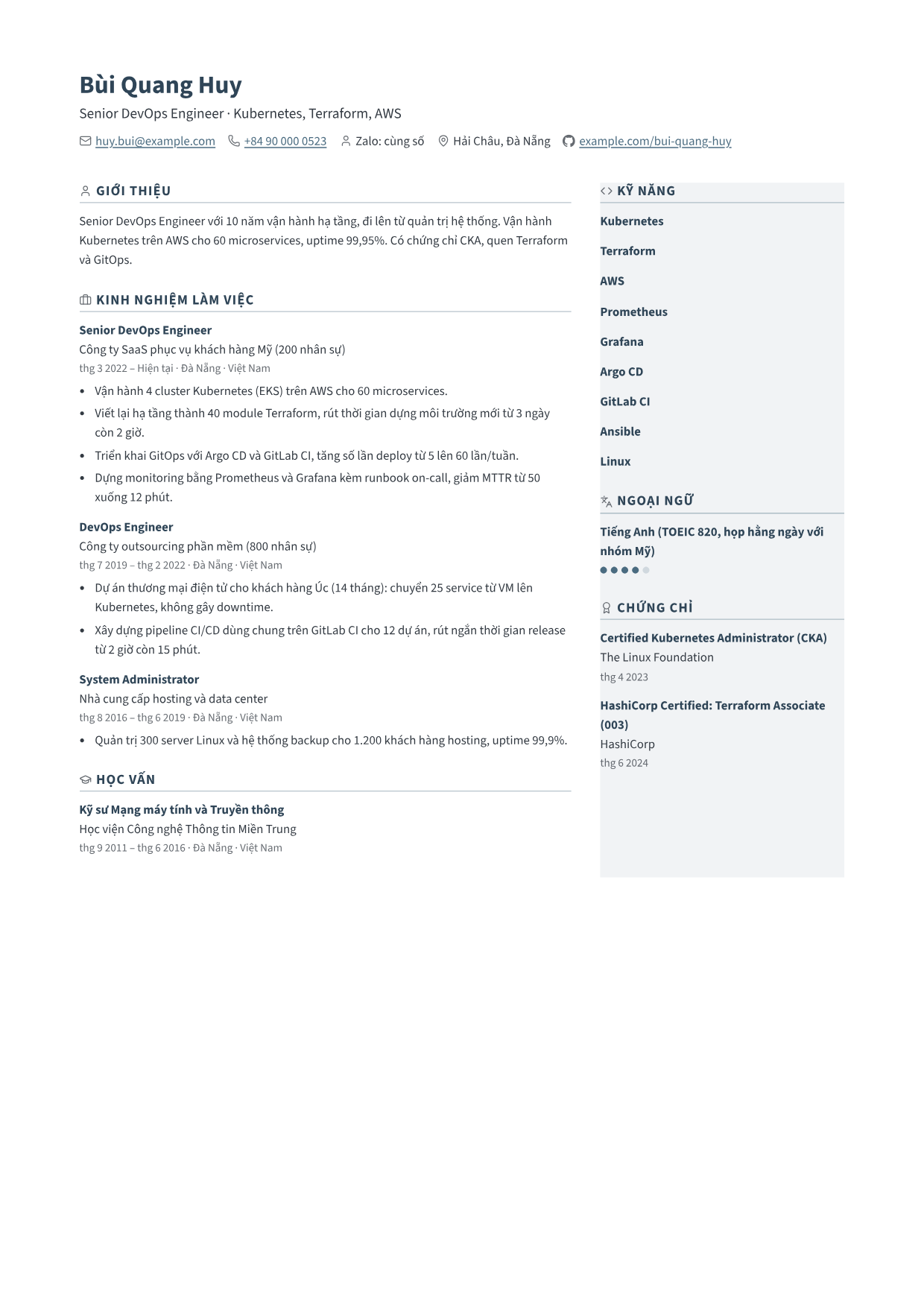 Trang 1 của CV mẫu Nordic Muted
